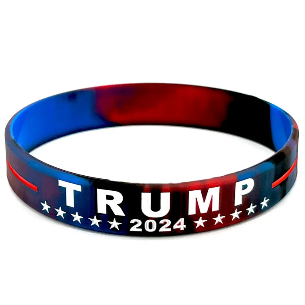 Trump 2024 Campaign Bracelet With Silicone Material Election Merchandise Adult Size Packaged Inspirational Wristbands Voter Gift