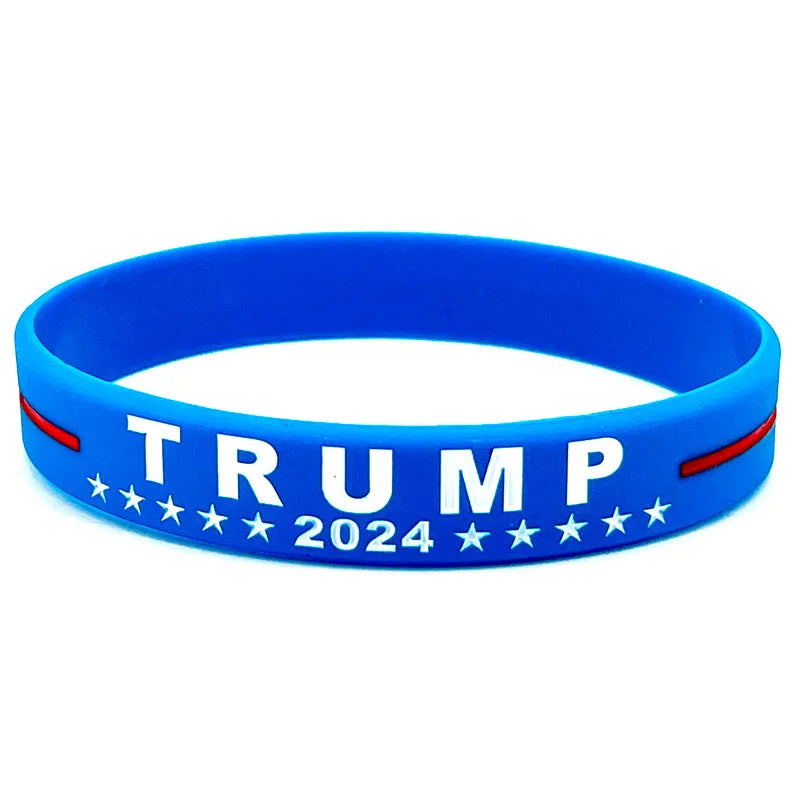 Trump 2024 Campaign Bracelet With Silicone Material Election Merchandise Adult Size Packaged Inspirational Wristbands Voter Gift