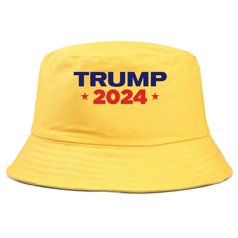 Trump 2024 Pin Print Bucket Hat Summer Woman Foldable Bucket Hat Man Casual Printed Unisex Outdoor Sunscreen Fishing Hunting Cap