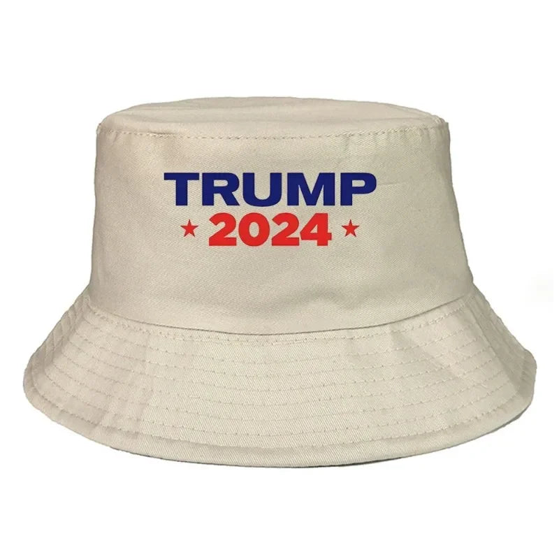 Trump 2024 Pin Print Bucket Hat Summer Woman Foldable Bucket Hat Man Casual Printed Unisex Outdoor Sunscreen Fishing Hunting Cap